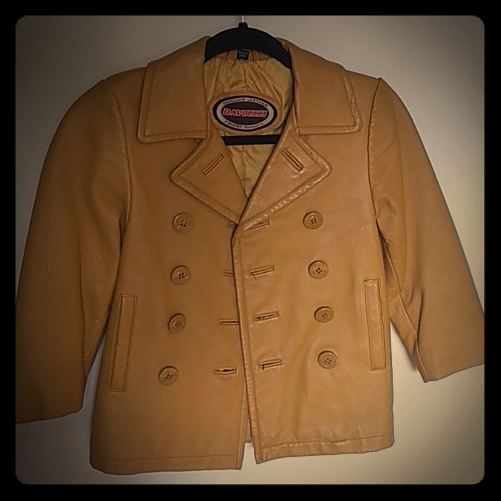 Leather pea coat women's
